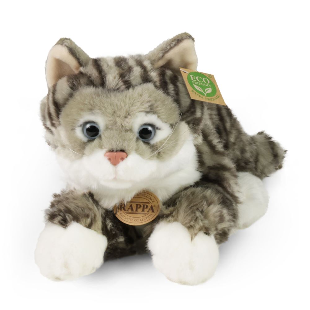 Peluche chat tigré gris 40 cm eco-friend