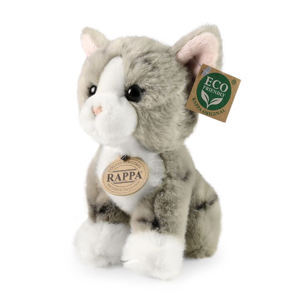 Peluche chat gris 18 cm écologique