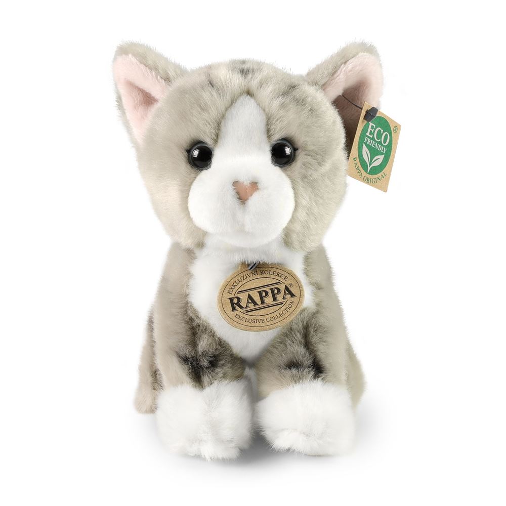 Peluche chat gris 18 cm écologique