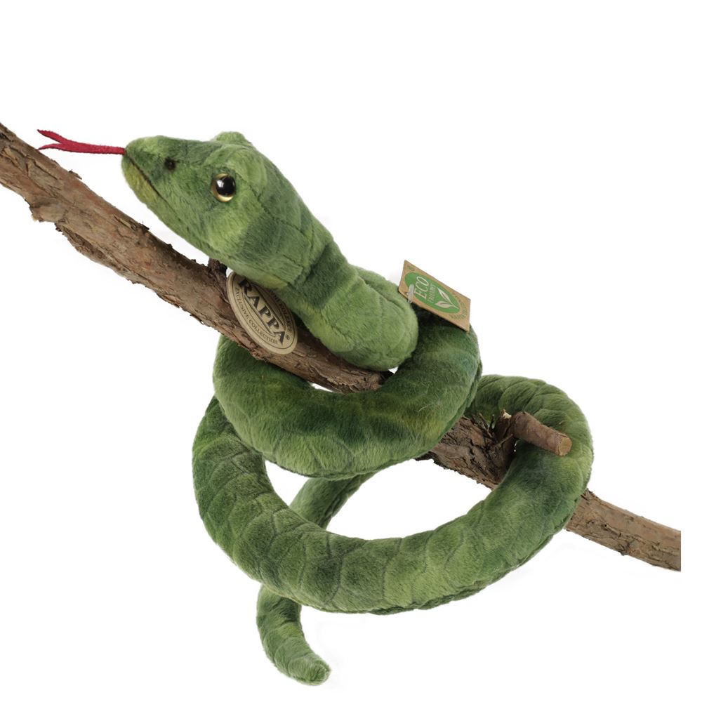 Peluche serpent vert 90 cm écologique