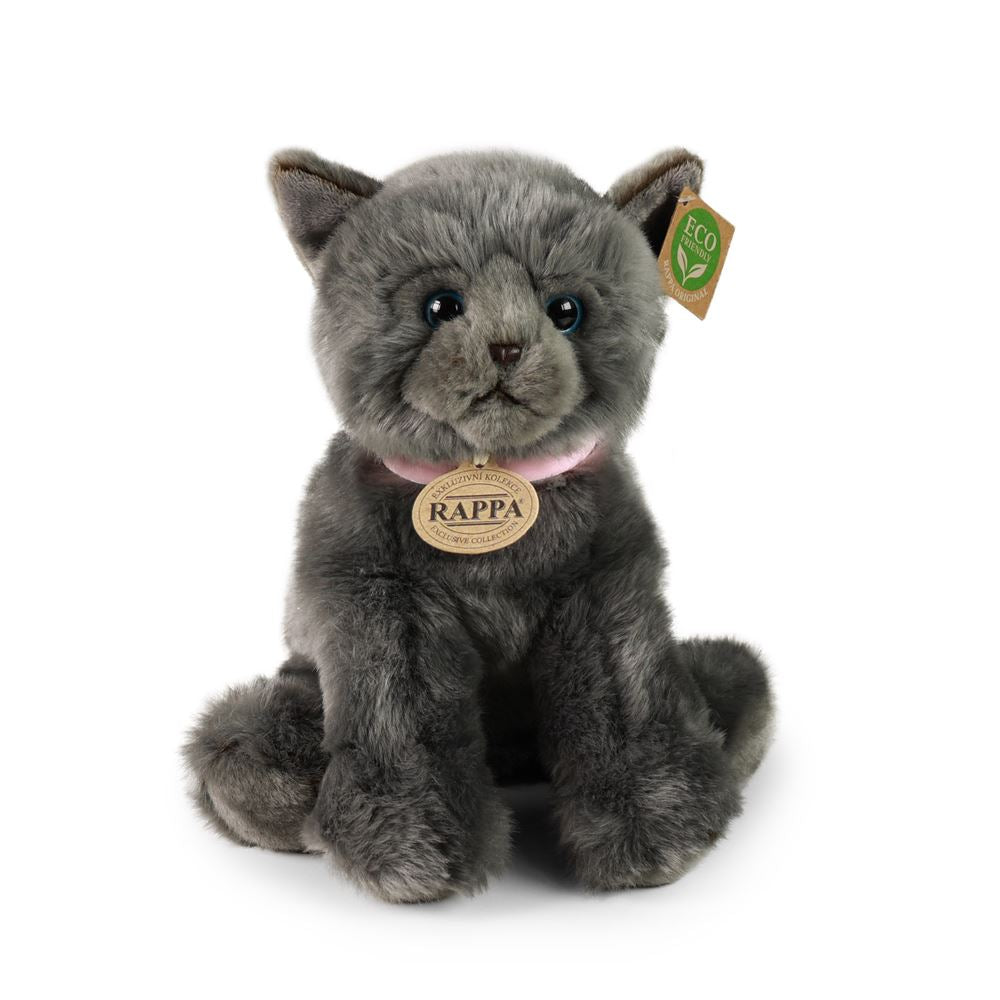 Peluche chat gris 25 cm écologique