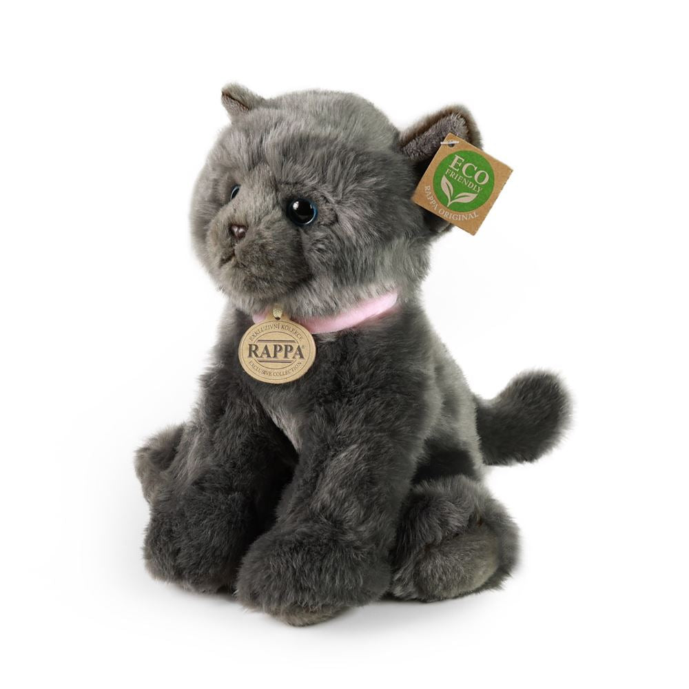 Peluche chat gris 25 cm écologique