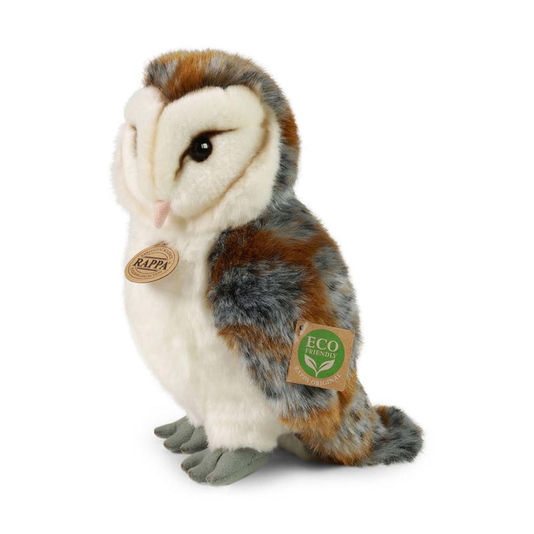 Rappa peluche écologique hibou d'église 27 cm - peluche réaliste fabriquée à partir de bouteilles PET recyclées - marron et blanc
