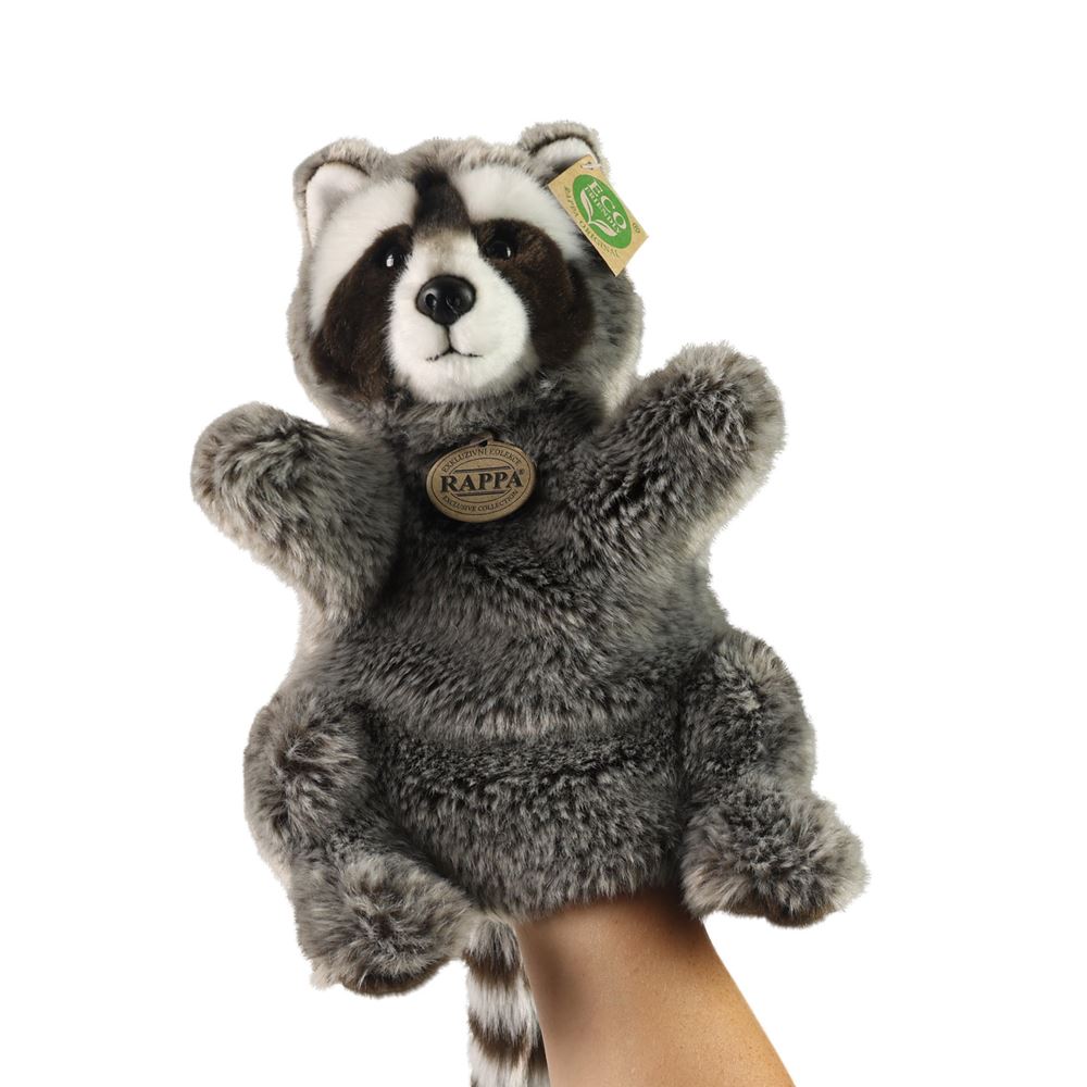 Marionnette à main raton laveur en peluche 28 cm écologique