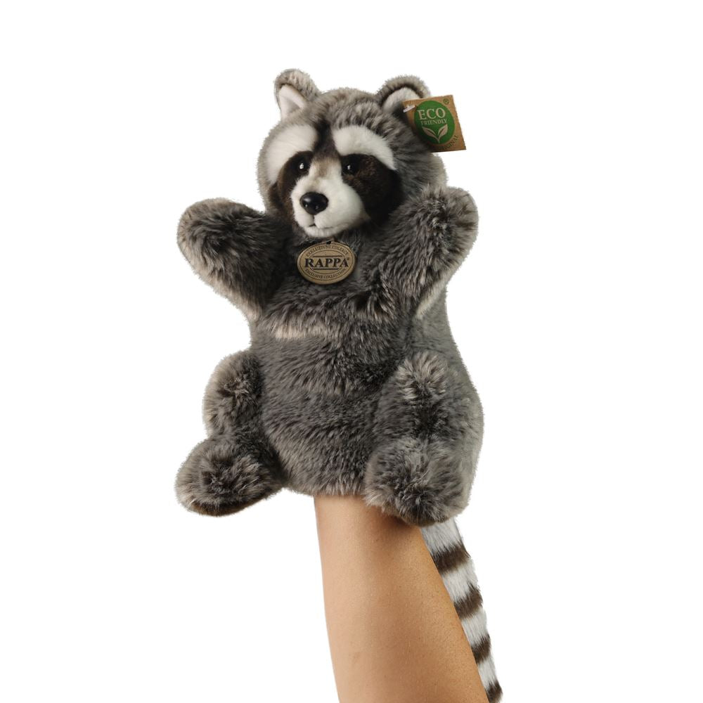 Marionnette à main raton laveur en peluche 28 cm écologique