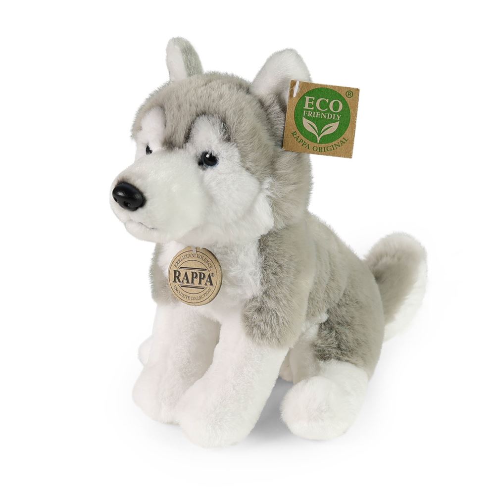 Peluche husky 23 cm douce et écologique