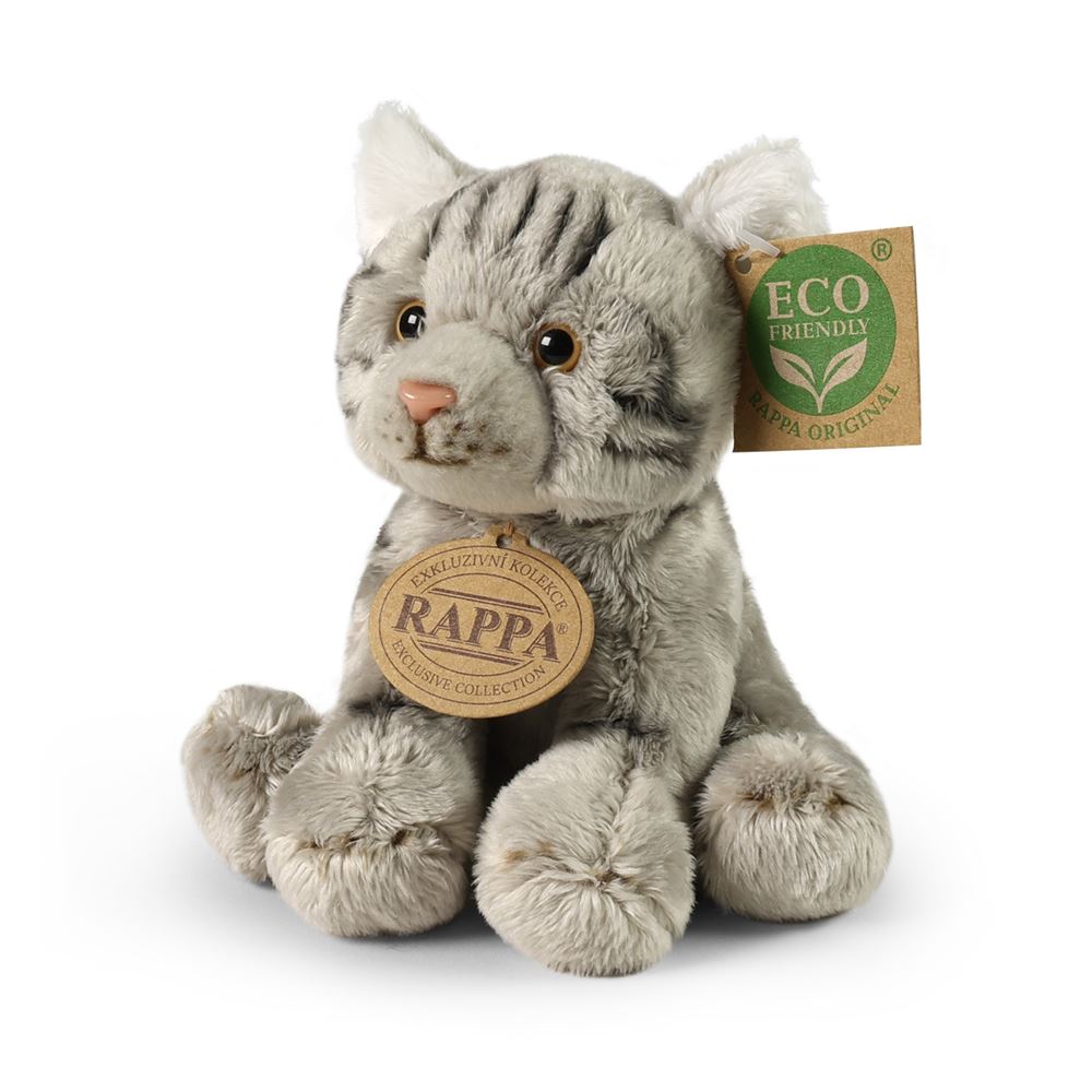 Peluche chat gris 14 cm écologique
