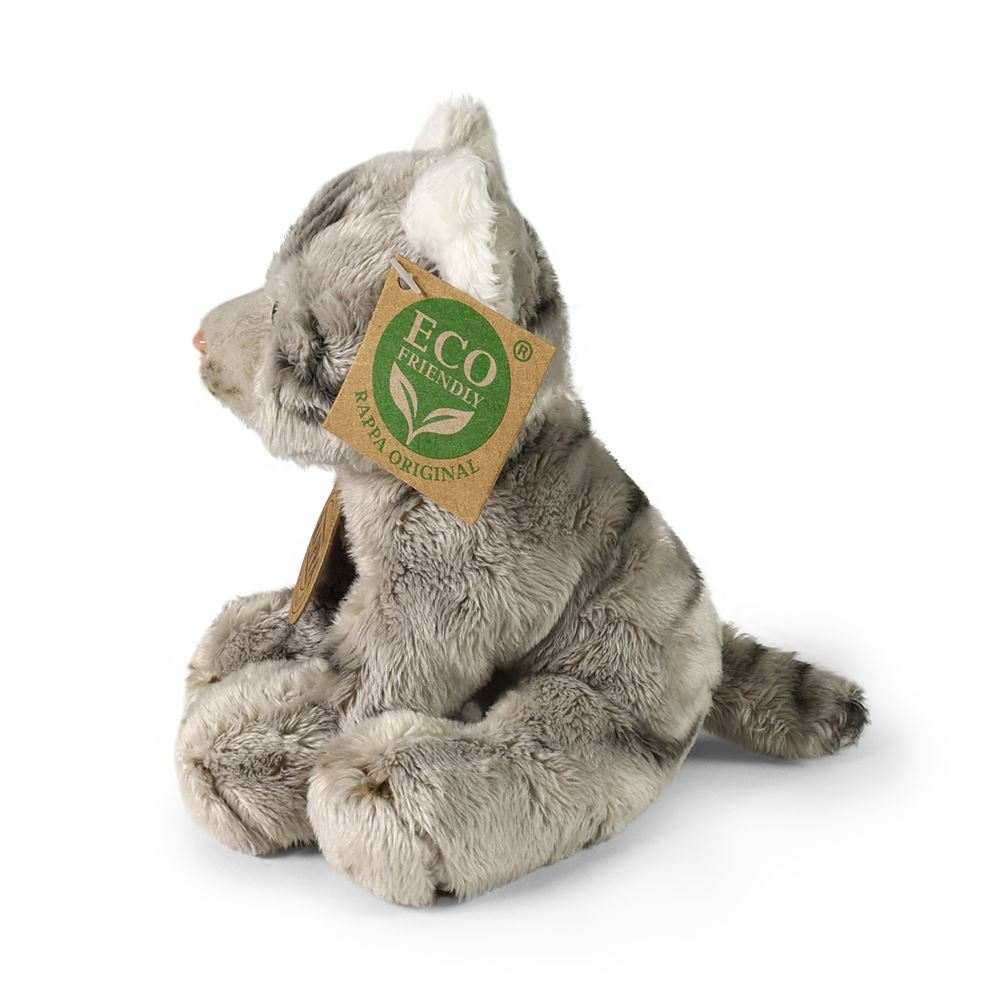 Peluche chat gris 14 cm écologique