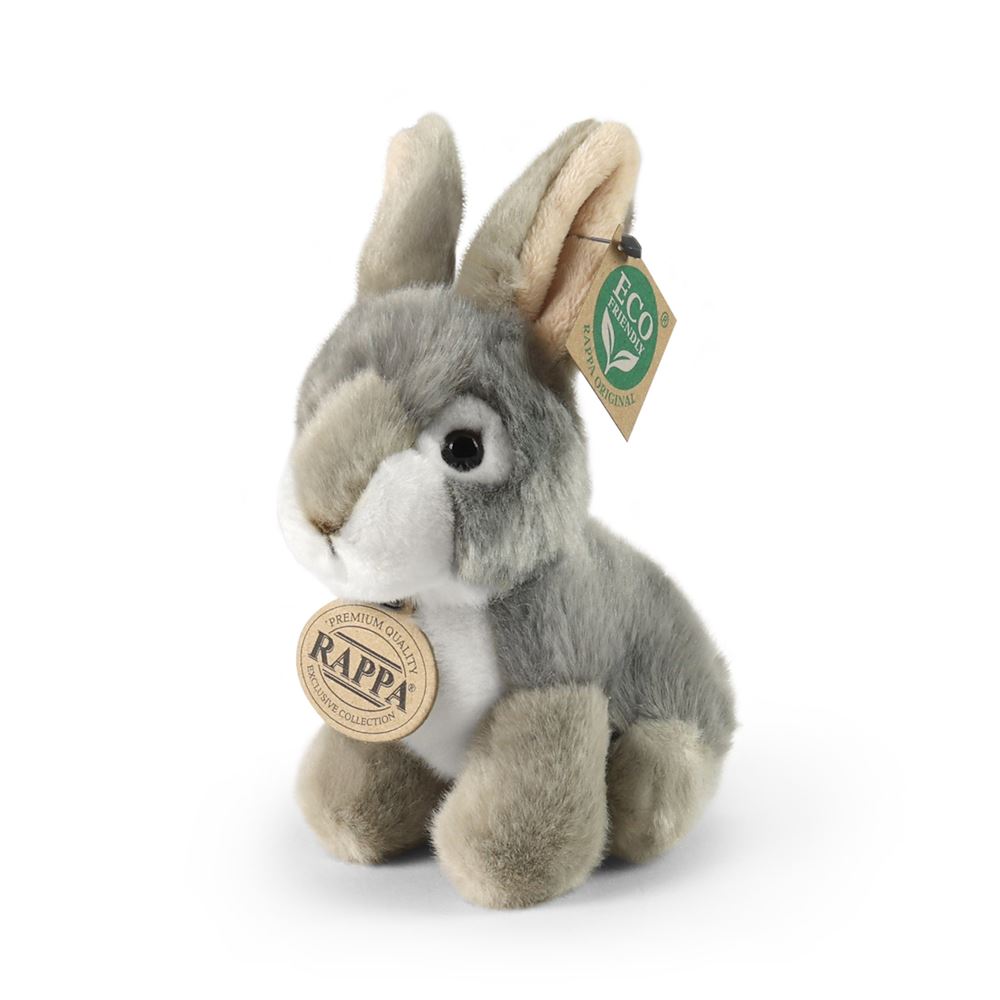 Peluche lapin gris 16 cm écologique