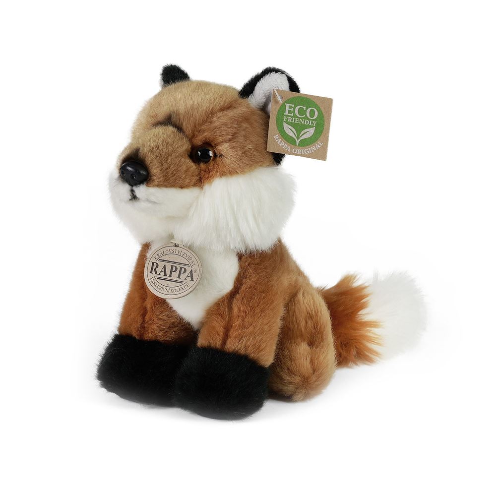 Rappa peluche écologique mini renard 19 cm - peluche réaliste fabriquée à partir de bouteilles PET recyclées - marron, blanc, noir