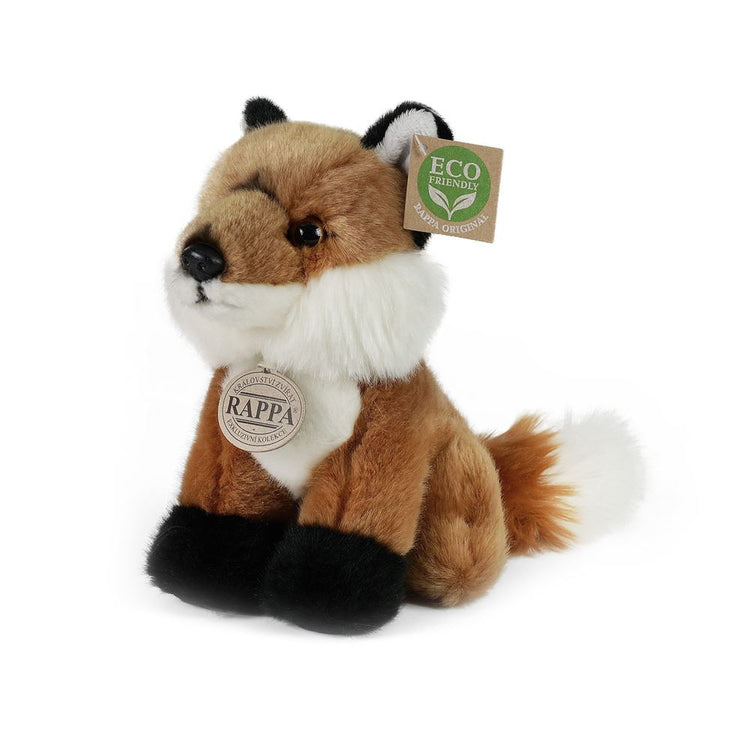 Rappa peluche écologique mini renard 19 cm - peluche réaliste fabriquée à partir de bouteilles PET recyclées - marron, blanc, noir