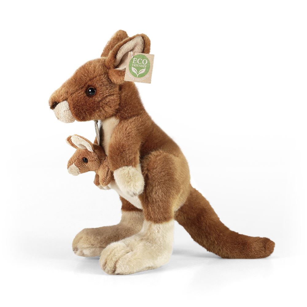 Peluche kangourou avec petit 27cm éco-responsable