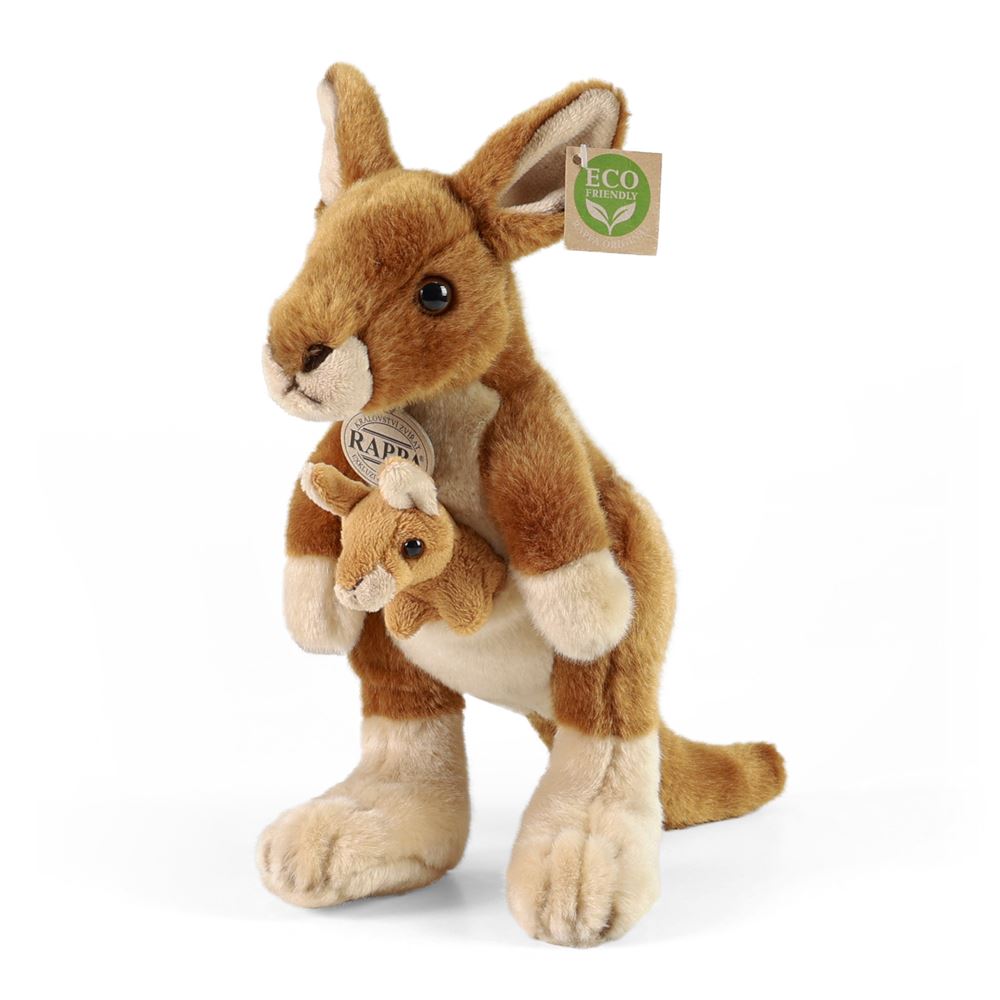 Peluche kangourou avec petit 27cm éco-responsable