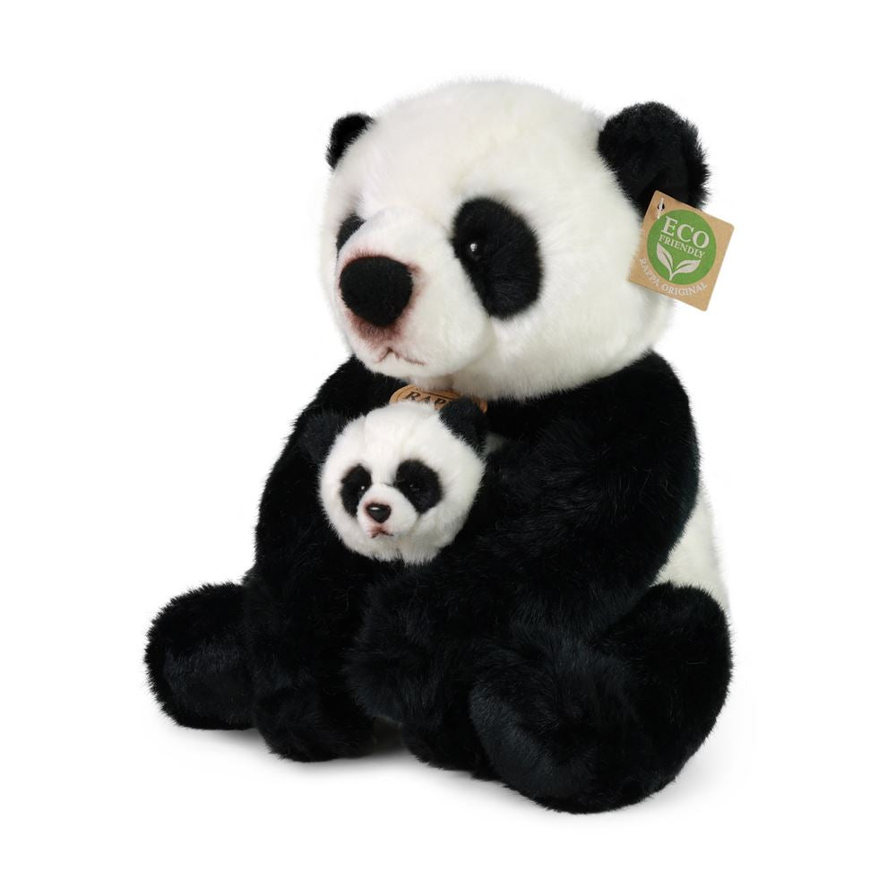 Peluche panda avec ourson 27 cm écologique