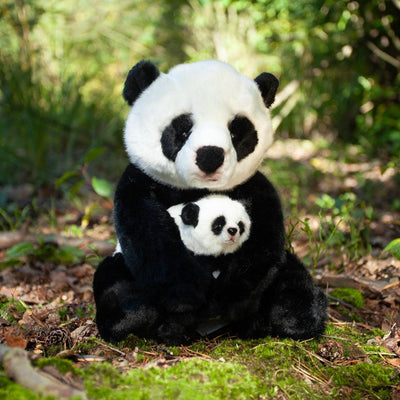 Peluche panda avec ourson 27 cm écologique