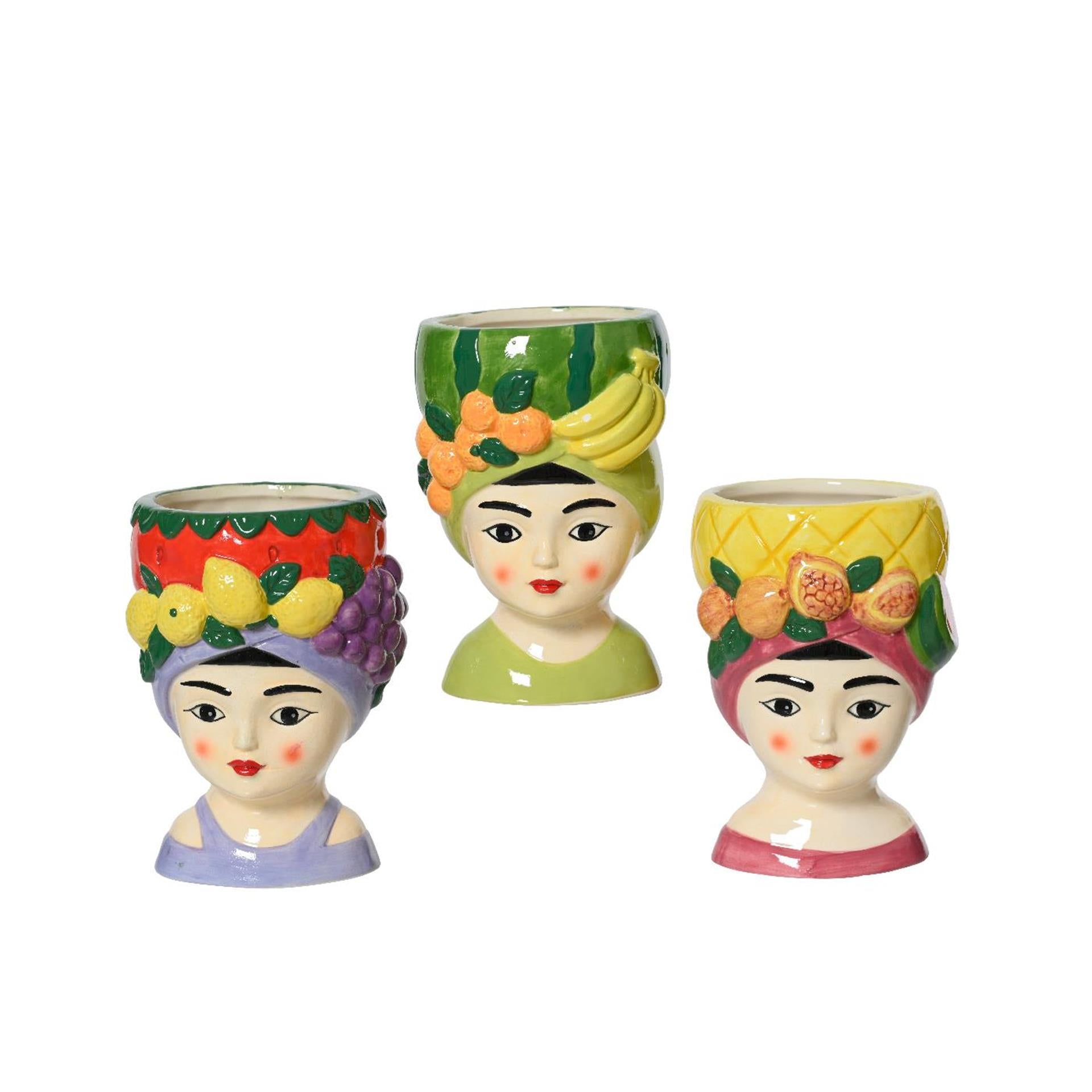 Decoris pot de fleur femme avec fruits 8,5x8,5x13,5cm