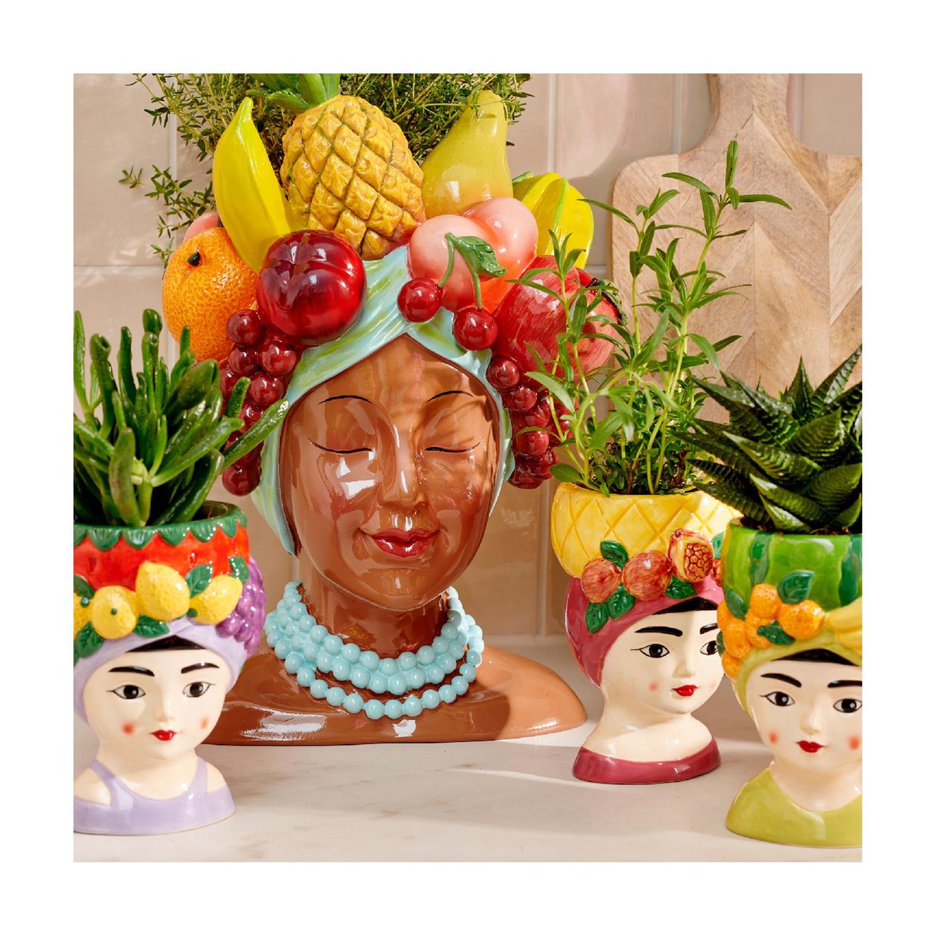 Decoris pot de fleur femme avec fruits 8,5x8,5x13,5cm