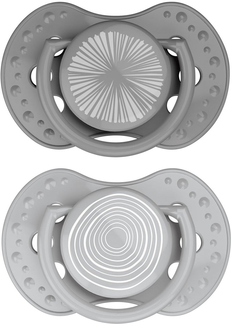 Difrax lovi sucette dynamique - classe - 0 à 6 mois - gris - 2 pièces