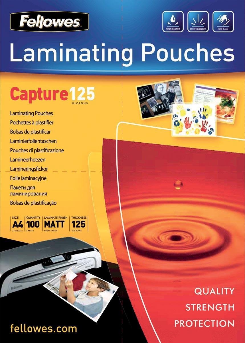 Fellowes pochettes de plastification a4 125 microns mat, 100 pièces
