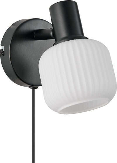 Nordlux Milford mini applique-e14-verre opale noir
