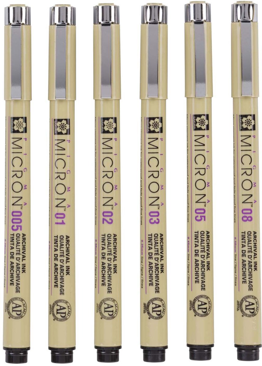 Sakura Pigma Micron Pouche 6 Fineliners Black