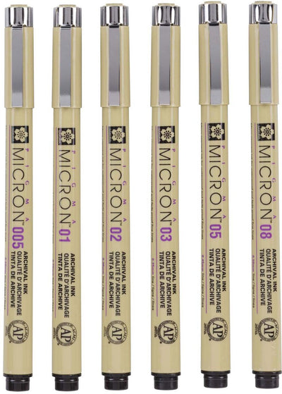 Sakura Pigma Micron Pouche 6 Fineliners Black