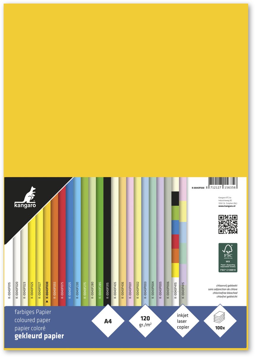 Papier kangaro sans marque sans marque - format a4 - 80 grammes - jaune doré - paquet de 100 feuilles - k-0041f030