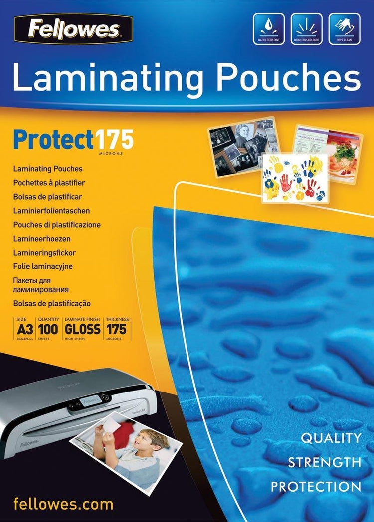 Fellowes film de plastification protéger A3, brillant, 175 microns, 100 pièces
