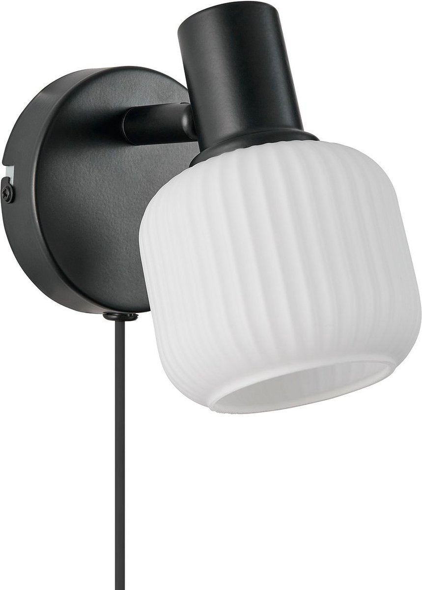 Nordlux Milford mini applique-e14-verre opale noir