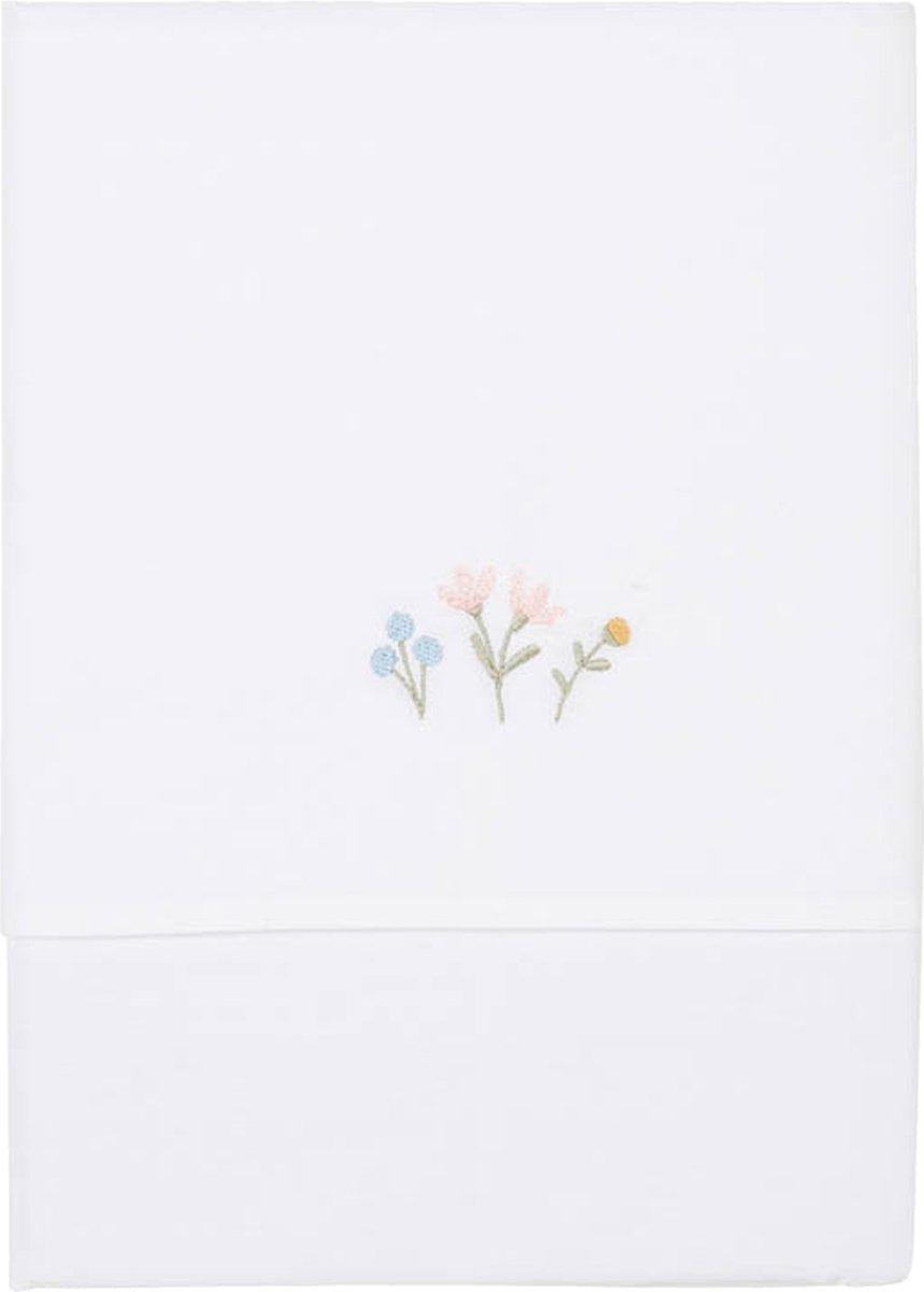 Petits papillons de fleurs hollandaises - bébés filles - drap de berceau brodé