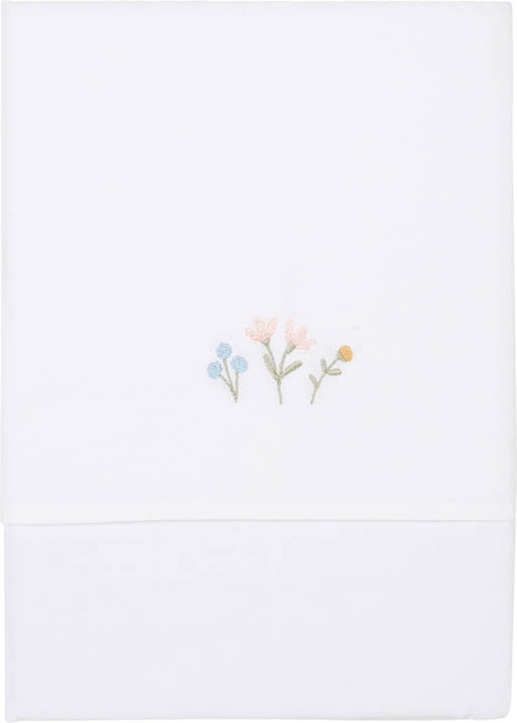 Petits papillons de fleurs hollandaises - bébés filles - drap de berceau brodé
