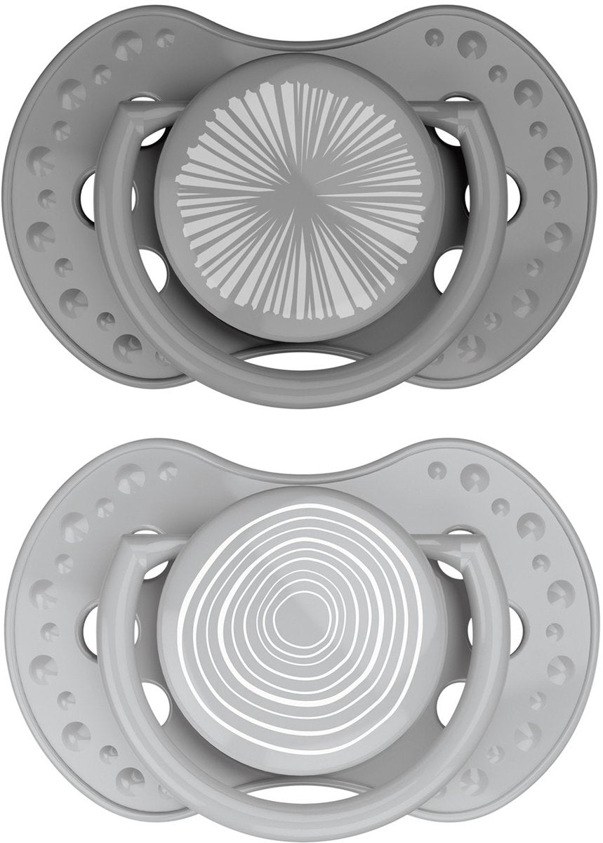 Difrax lovi sucette dynamique - classe - 0 à 6 mois - gris - 2 pièces