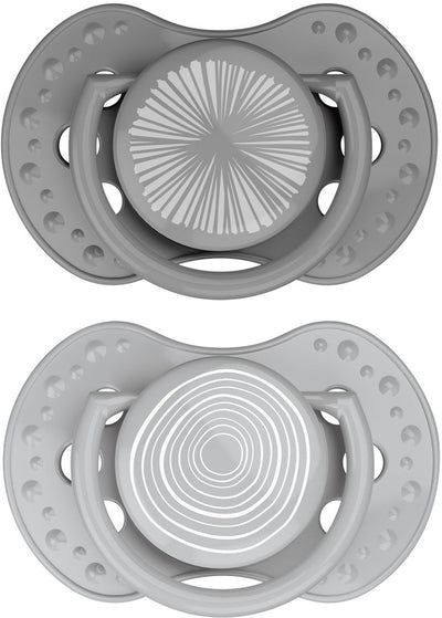 Difrax lovi sucette dynamique - classe - 0 à 6 mois - gris - 2 pièces