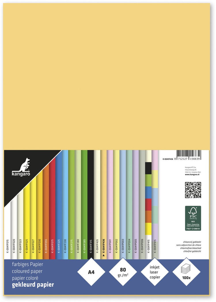 Papier kangaro sans marque sans marque - format a4 - 80 grammes - chamois foncé - paquet de 100 feuilles - k-0041f436