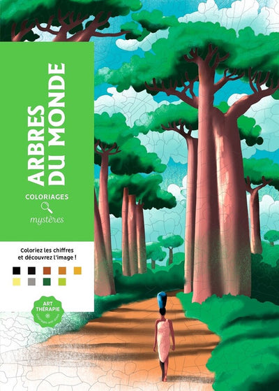 Hachette heros coloriages mystères - arbres du monde - livre de coloriage couleur par numéro - hachette
