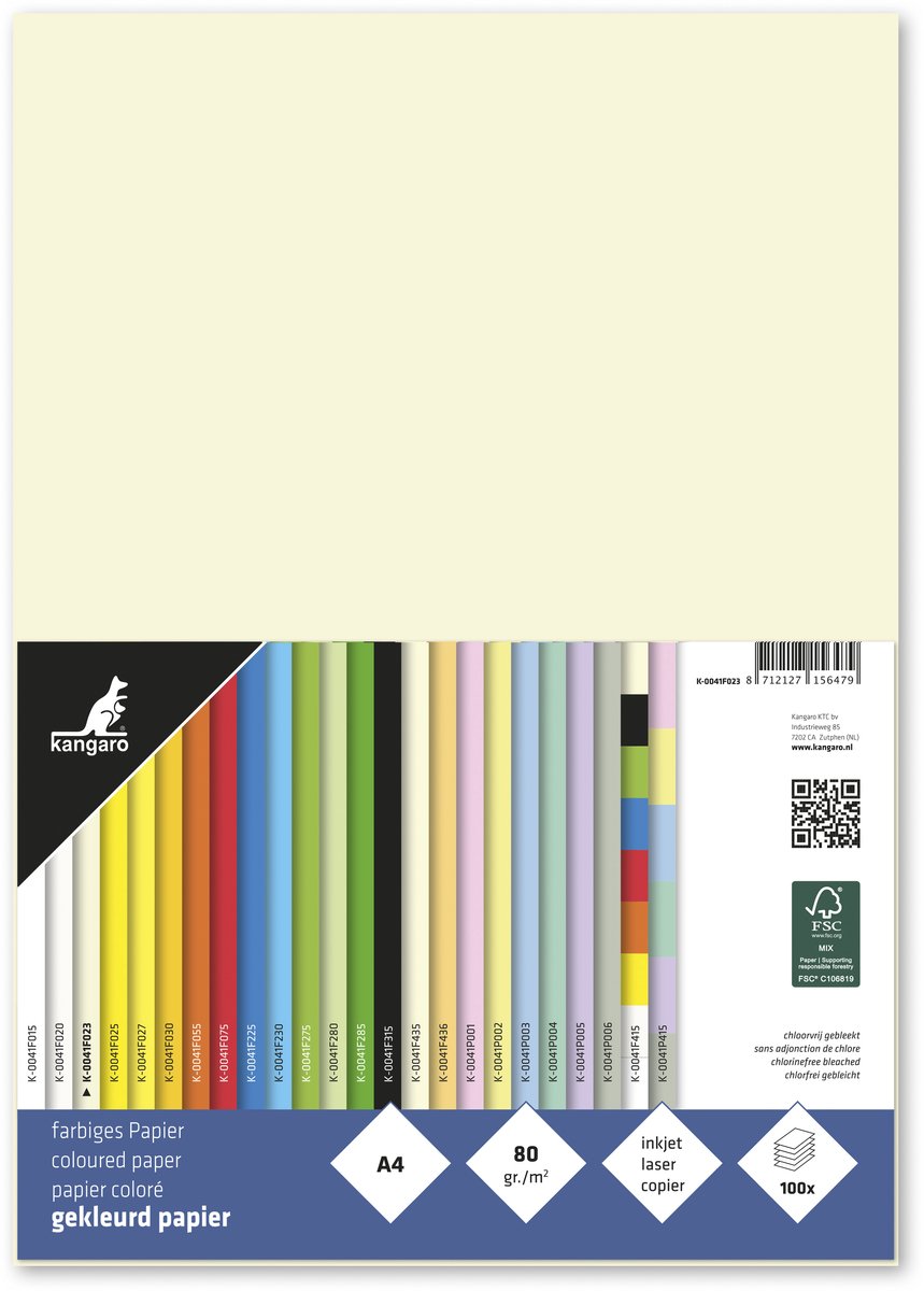 Papier kangaro sans marque sans marque - format a4 - 80 grammes - blanc ivoire - paquet de 100 feuilles - k-0041f023