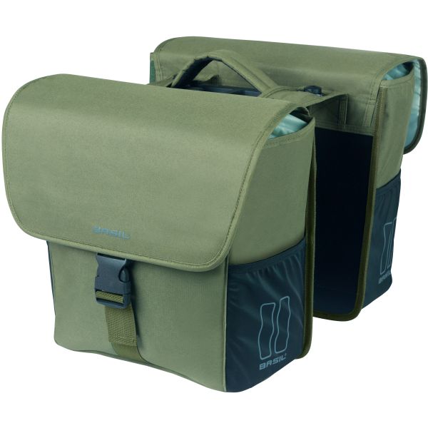 Basil Double Bicycle Bag Go Mik 32 litres 14 x 27 x 31 cm vert foncé