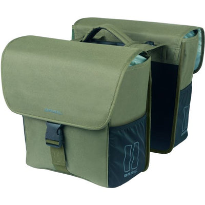 Basil Double Bicycle Bag Go Mik 32 litres 14 x 27 x 31 cm vert foncé