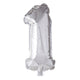 Ballon aluminium Globos numéro '1' argent 40cm