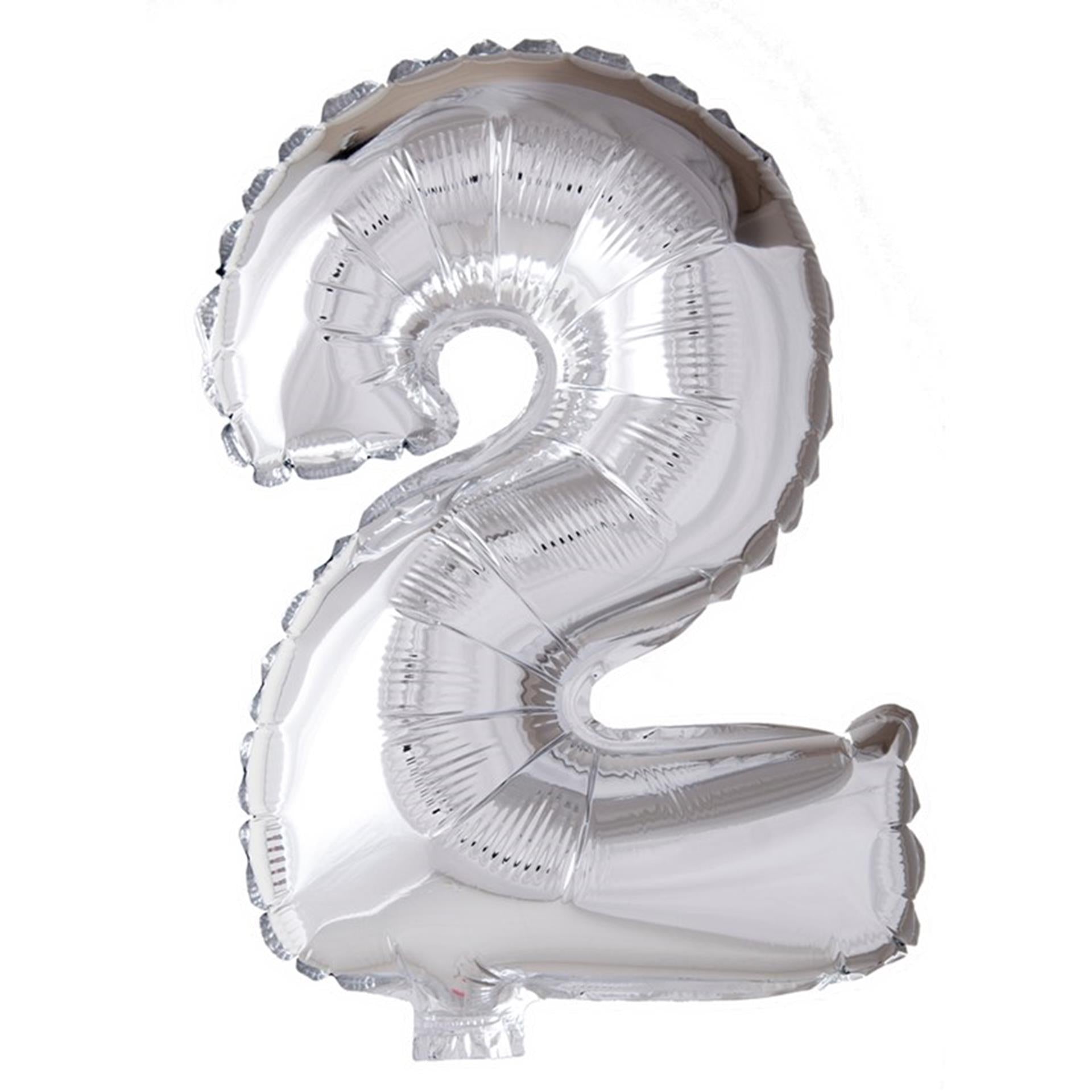 Ballon en feuille numéro '2' argenté 40 cm
