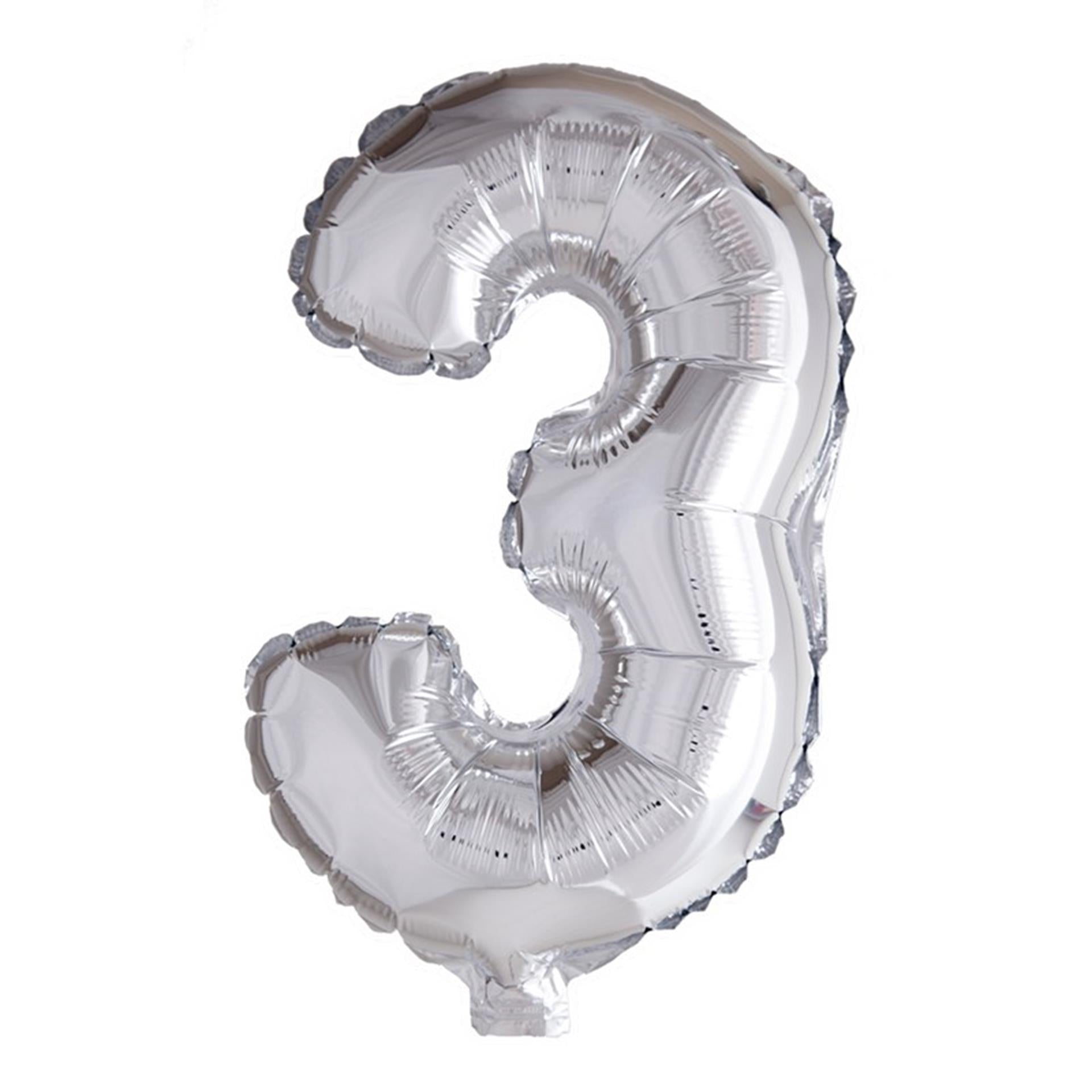 Ballon aluminium Globos numéro '3' argent 40cm