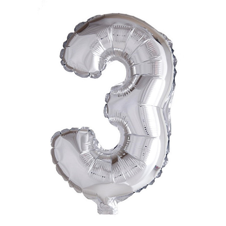 Ballon aluminium Globos numéro '3' argent 40cm