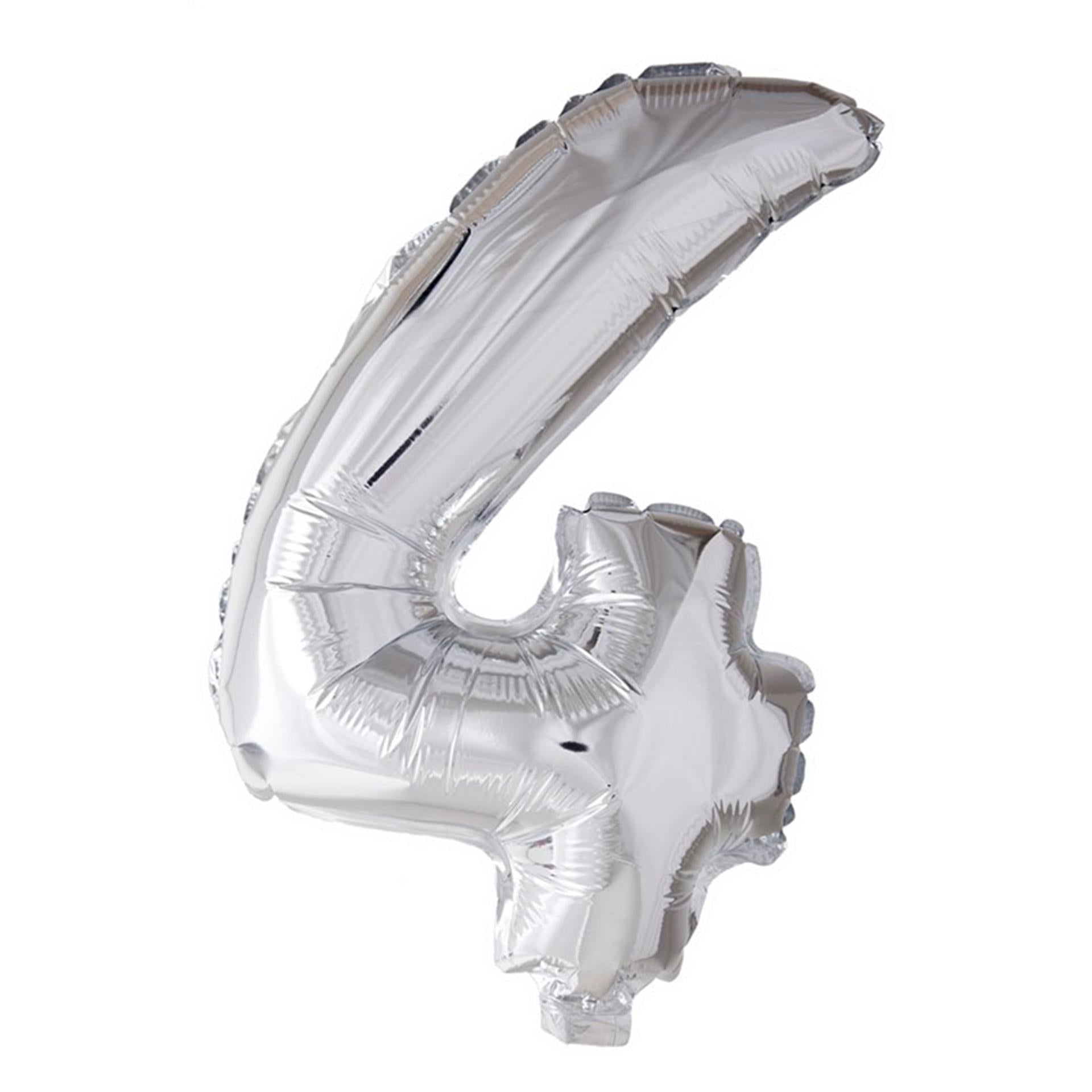 Ballon aluminium Globos numéro '4' argent 40cm