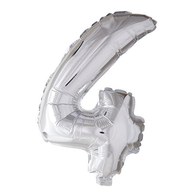 Ballon aluminium Globos numéro '4' argent 40cm