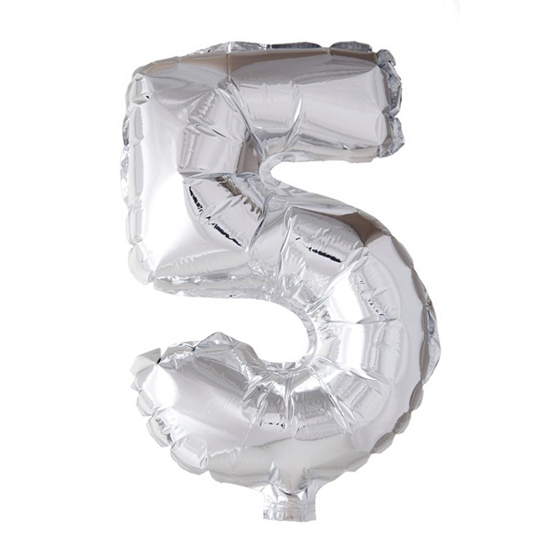 Ballon aluminium Globos numéro '5' argent 40cm