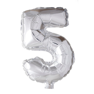 Ballon aluminium Globos numéro '5' argent 40cm