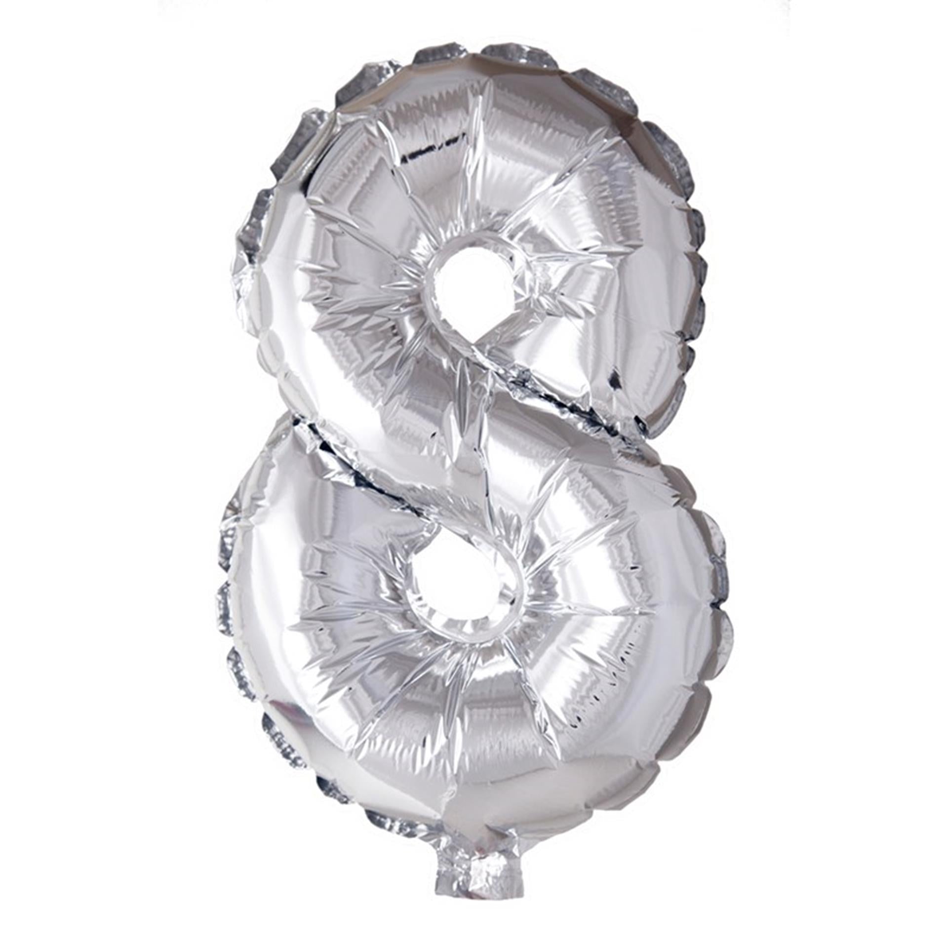 Ballon aluminium Globos numéro '8' argent 40cm