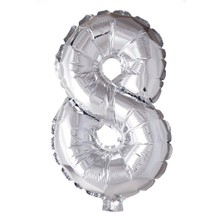 Ballon aluminium Globos numéro '8' argent 40cm