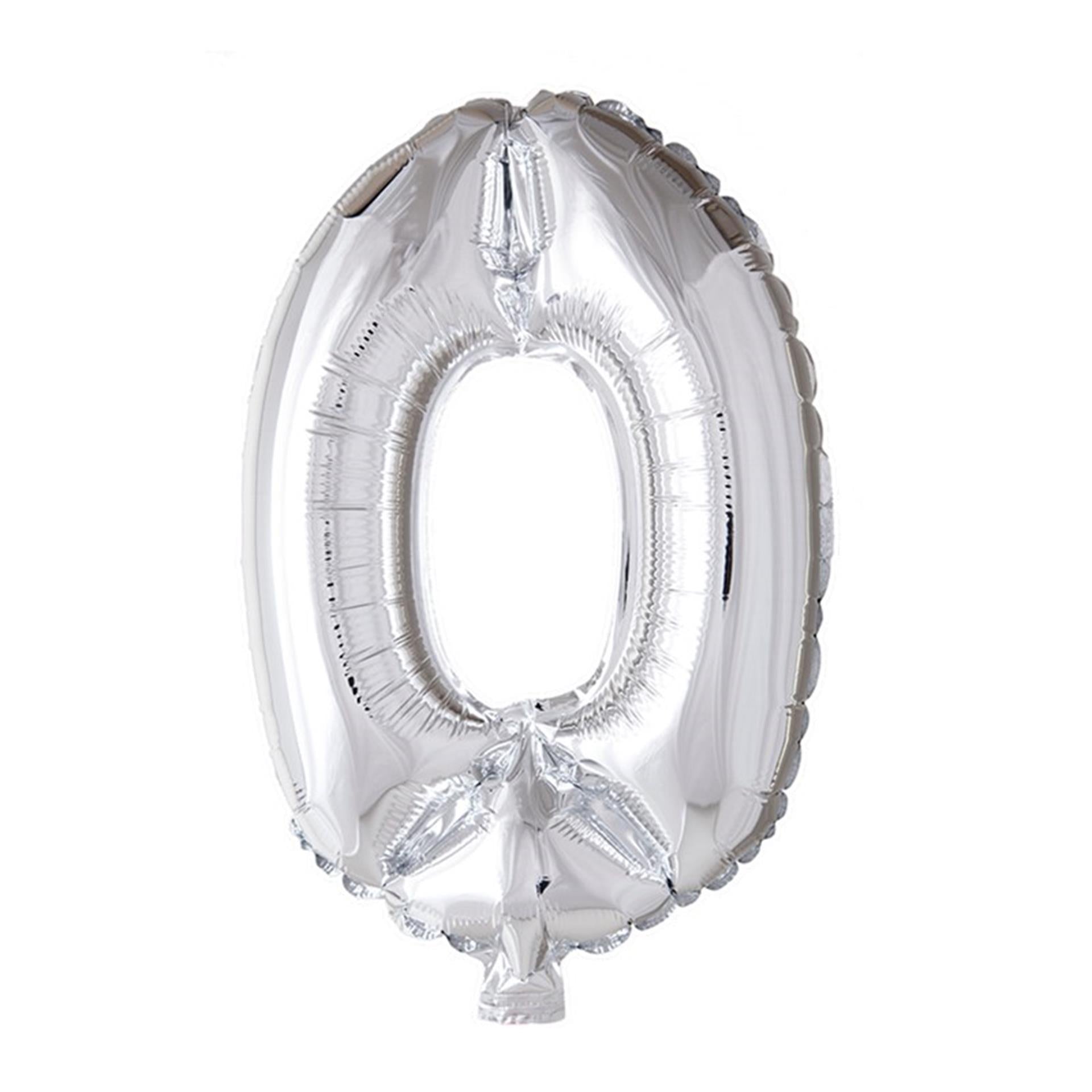Ballon aluminium Globos numéro '0' argent 40cm