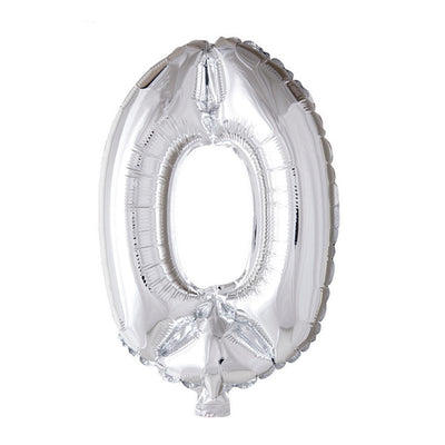 Ballon aluminium Globos numéro '0' argent 40cm
